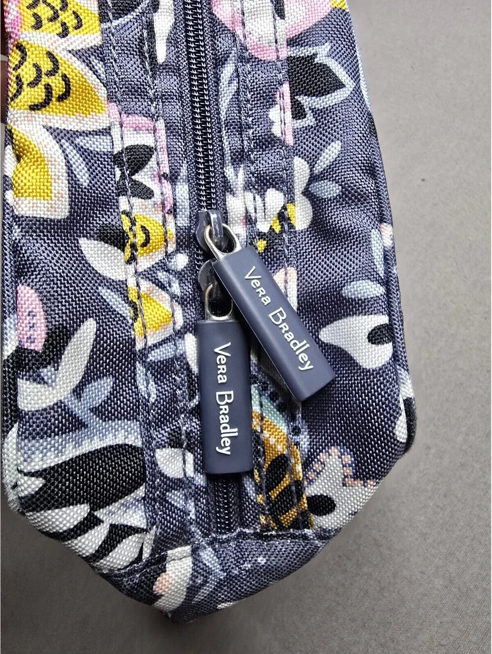 Vera Bradley Floral Insulated Lunch Bag Navy Pink Yellow Double Zip Handle